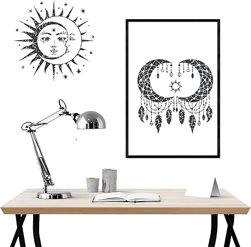 Miniatura 4 de 9 plantillas grandes de mandala de sol y luna, plantillas de pintura de árbol de flores de mariposa para manualidades, plantillas reutilizables,