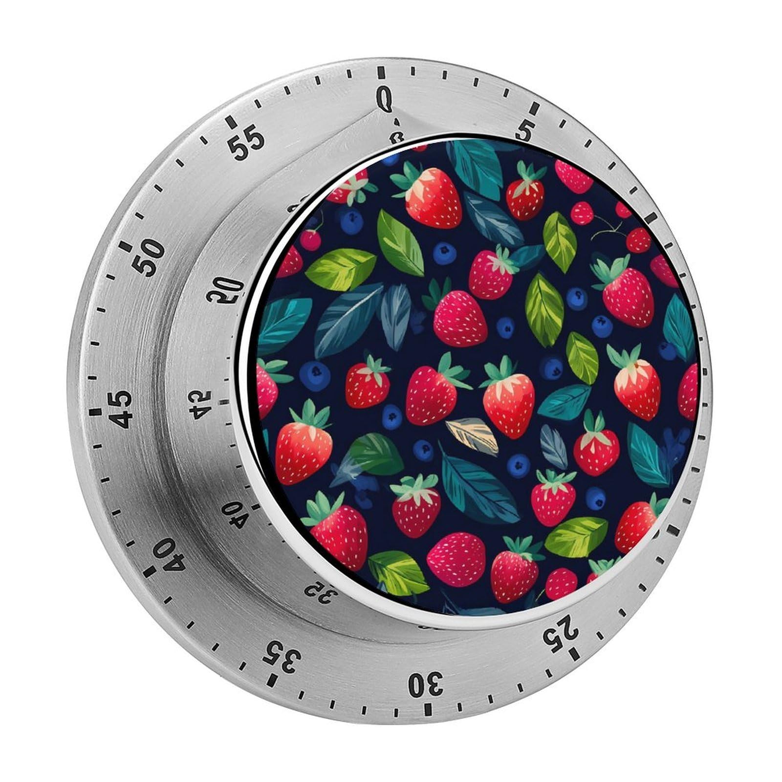 Strawberries Blueberries Berries Mechanical Timer with Alarm for Kitchen Cooking Productivity Stainless Steel Timers