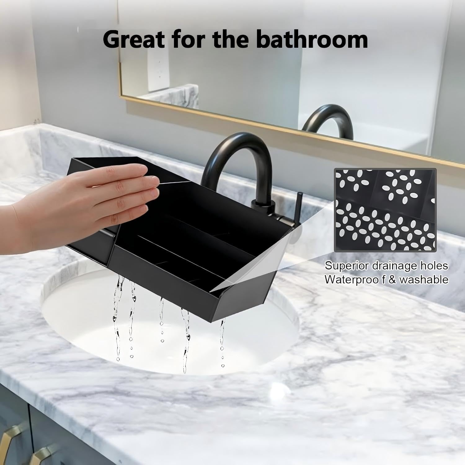 Make up Organizer con Cassetti, Portatrucchi Bagno per Makeup, Skincare, Profumi - Cassettiera Trucchi, Organizzatore Trucchi per Camera Toeletta, Regalo per Uomo (Nero)