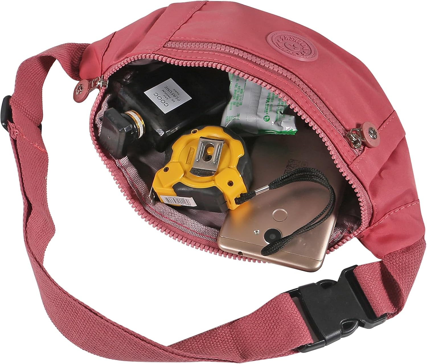 Large Crossbody Fanny Pack with 3-Zipper Pockets,Gifts for Enjoy Sports Festival Workout Traveling Running Casual Hands-Free Wallets Waist Pack Phone Bag Fits All Phones (Pink) - Image 5