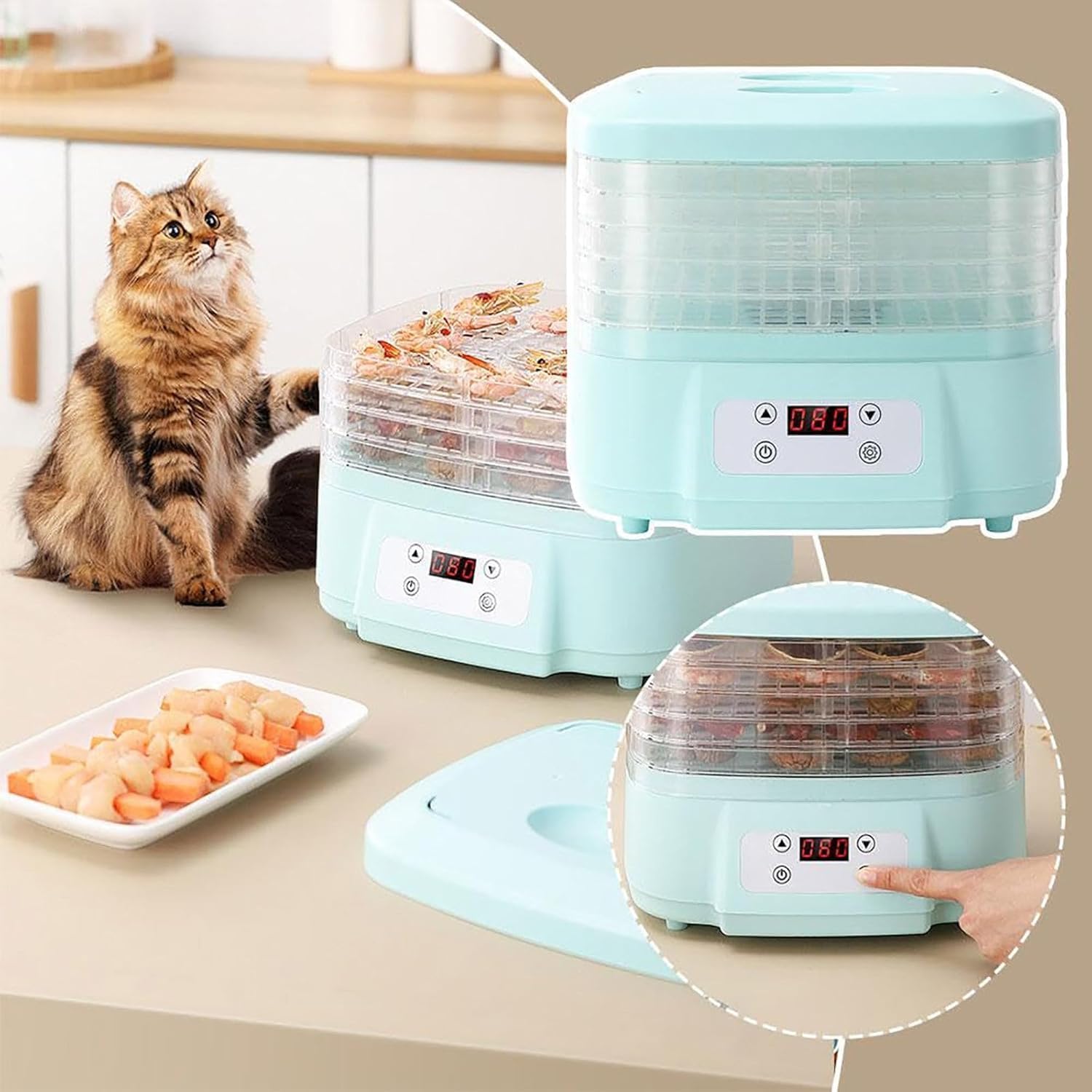 Secadora para El Hogar para Dulces Y Bocadillos, MáQuina Liofilizadora, MáQuina Liofilizadora para El Hogar, Liofilizador con Temporizador Ajustable De 6 Bandejas