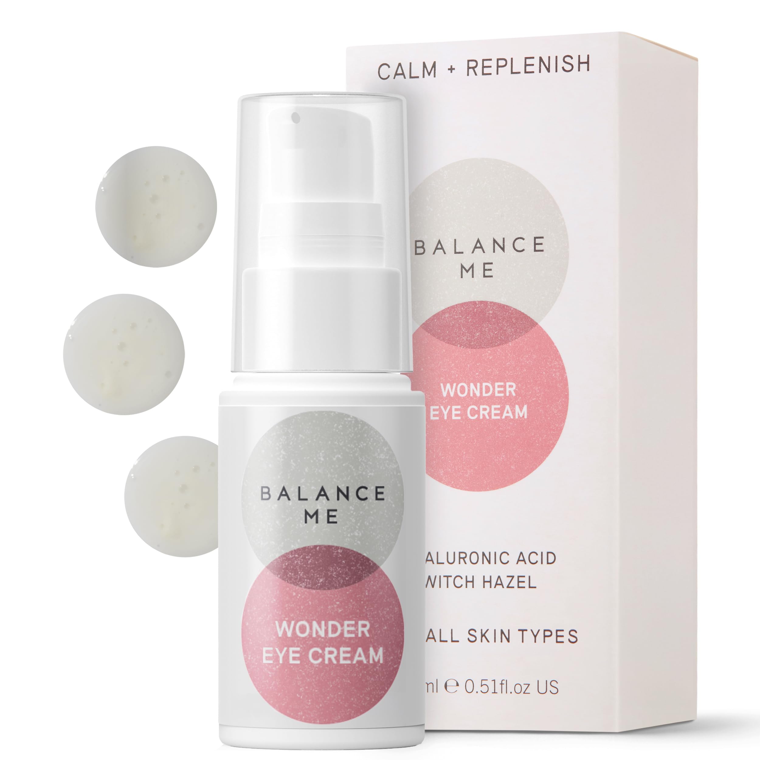 Balance Me Wonder Eye Cream 15ml, Anti Aging Eye Gel with Hyaluronic Acid, Reduces Dark Circles, Puffiness and Hydrates Under Eye
