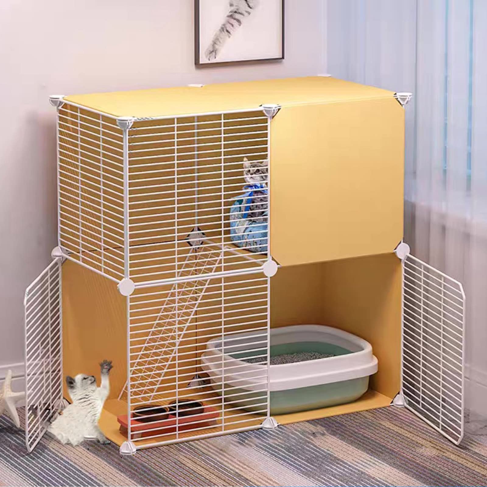 Cage pour chat pliable et robuste pour securiser deux animaux