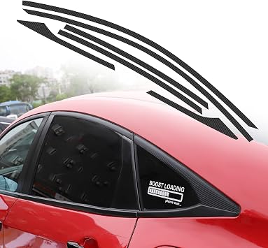 TOMALL Car Window Edge Vinyl Stickers Compatible with Honda 10th Civic 2016 2017 2018 2019 2020 2021 Auto Window Cover Strip Trim Accessories Carbon Fiber