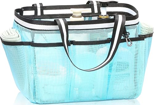 Miniatura 7 de Bolsa de malla portátil XL para dormitorio universitario, gimnasio, playa, piscina, camping, viajes, color negro