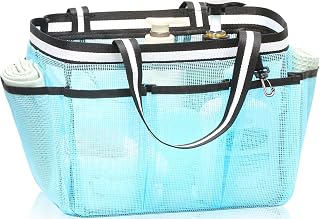Ocim Large Portable Mesh Shower Caddy Bag Tote for Big Size Shampoo Bottles, Collapsible Quick Dry for College Dorm, Camping, Beach Pool Bathroom, Lake Blue