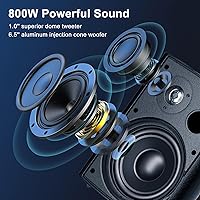 Vista 1 de STUDIOFINIX Altavoces para interiores y exteriores de 6.5 pulgadas con cable, impermeables, altavoces pasivos de montaje en pared, graves potentes