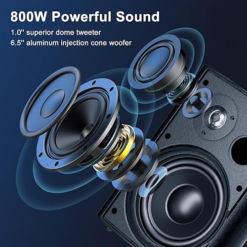 Miniatura 2 de STUDIOFINIX Altavoces para interiores y exteriores de 6.5 pulgadas con cable, impermeables, altavoces pasivos de montaje en pared, graves potentes