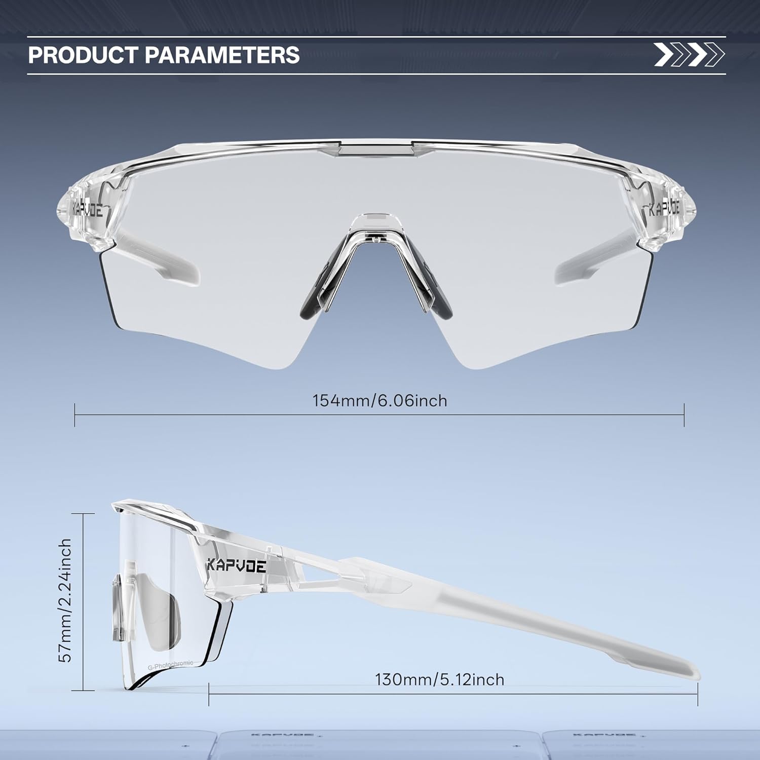 KAPVOE Photochromic Cycling Glasses Men Women Sport Sunglasses UV Protection Mountain Bike Glasses MTB Riding Running K198