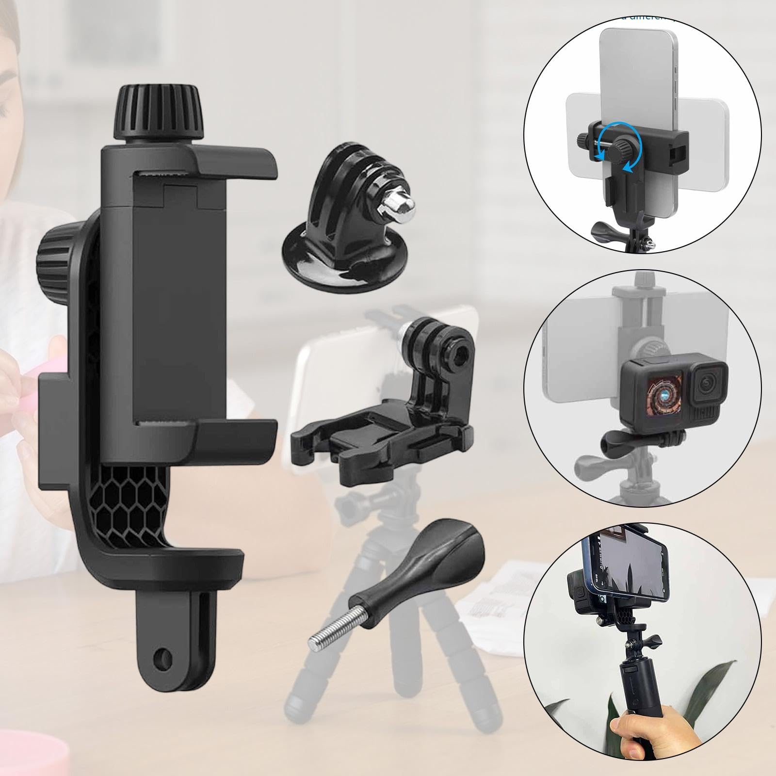 Soporte para Teléfono Multifuncional con Clamp para Cámara Adaptador Universal para Trípode Base Montaje y Zapata Fría Fabricado en Nylon Resistente