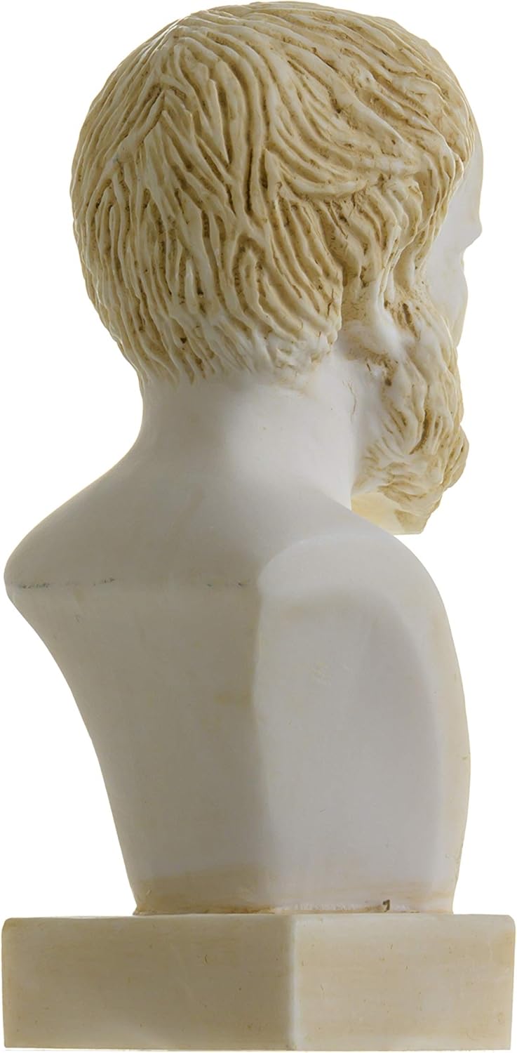 Aristotle Greek Philosopher in Ancient Greece Alabaster Statue Bust 5.5 Inches Gold Tone