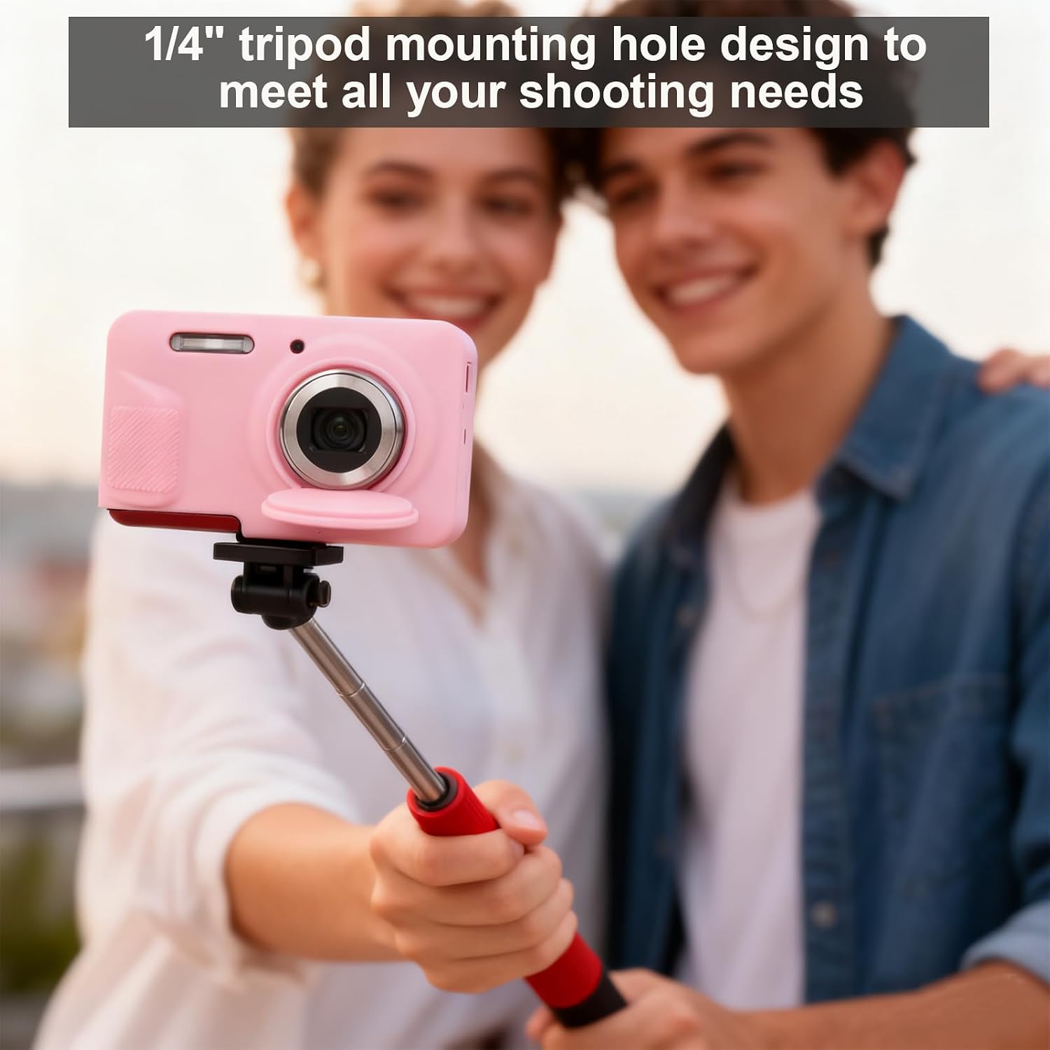 Case for Kodak PIXPRO FZ55 Digital Camera Accessories, Soft Silicone Protective Case, Slim Fit Sleeve with Removable Lens Cover and Screen Protector, Lightweight, Anti-Scratch (Pink)