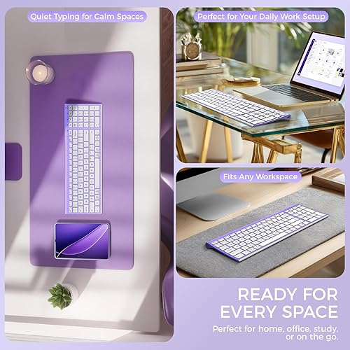 Vista 52 de iClever - Teclado Bluetooth recargable para varios dispositivos, bluetooth 5.1 con teclado numérico, diseño ergonómico, tamaño completo, conexión