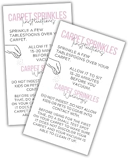Carpet Sprinkles Freshener Instructions and Warning Label Pink Cards | 50 pk 2x3.5” DIY Crafters Deodorizer Jar Scents For Selling Packaging