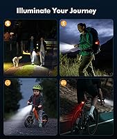 Vista 7 de High Lumen Super Bright Bike Lights for Night Riding, Adjustable Modes Bicycle Lights Front and Rear, Rechargeable & IP65 Waterproof Bike Headlight