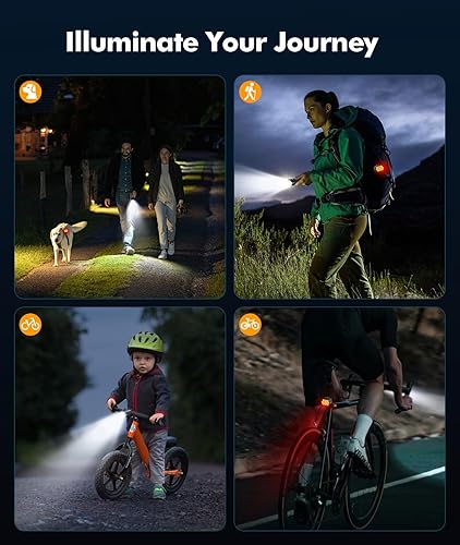 Miniatura 7 de 3+6 Modes Bright Bike Lights for Night Riding with Side Light, Rechargeable & IP65 Waterproof Bicycle Light, Bike Headlight and Tail Light Set for