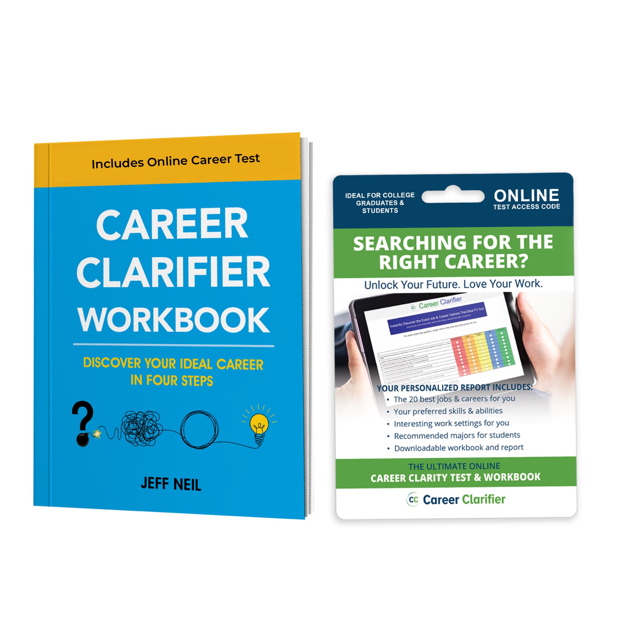 Career Clarifier Workbook Includes Online Career Test | Find a Career You'll Love | For College Grads, Students, Teens | Get Personalized Career Ideas, Guidance & Planning, Just Like Career Coaching