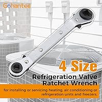 Vista 2 de gohantee Refrigeration Ratchet Wrench 4 Different Sizes - 1/4 x 3/16 Square x 3/8 x 5/16 Square Air Conditioning Ratcheting Service Wrench