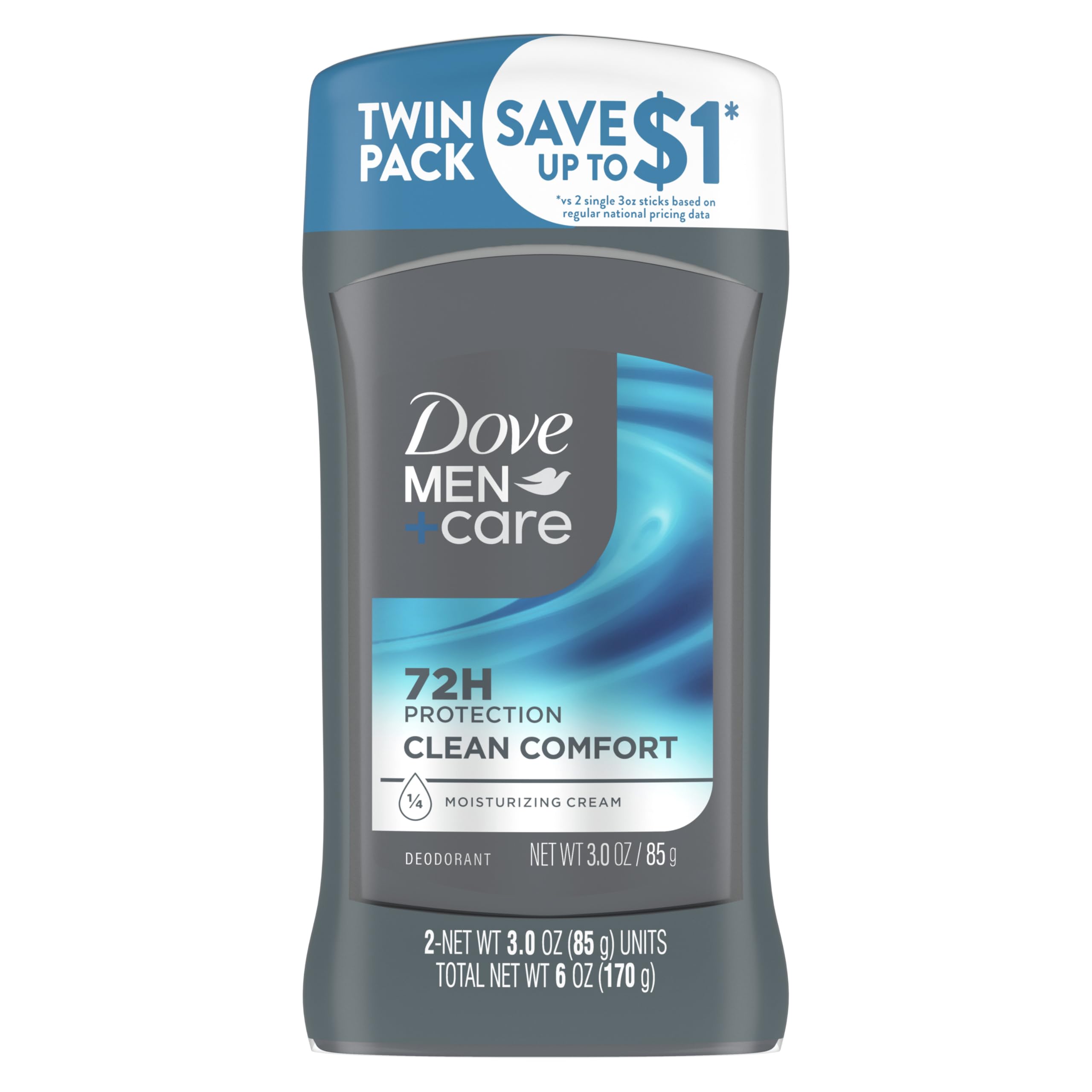 Dove Men+Care Deodorant Stick Moisturizing Deodorant For 48-Hour Protection Clean Comfort Aluminum Free Deodorant For Men 3oz 2 Count