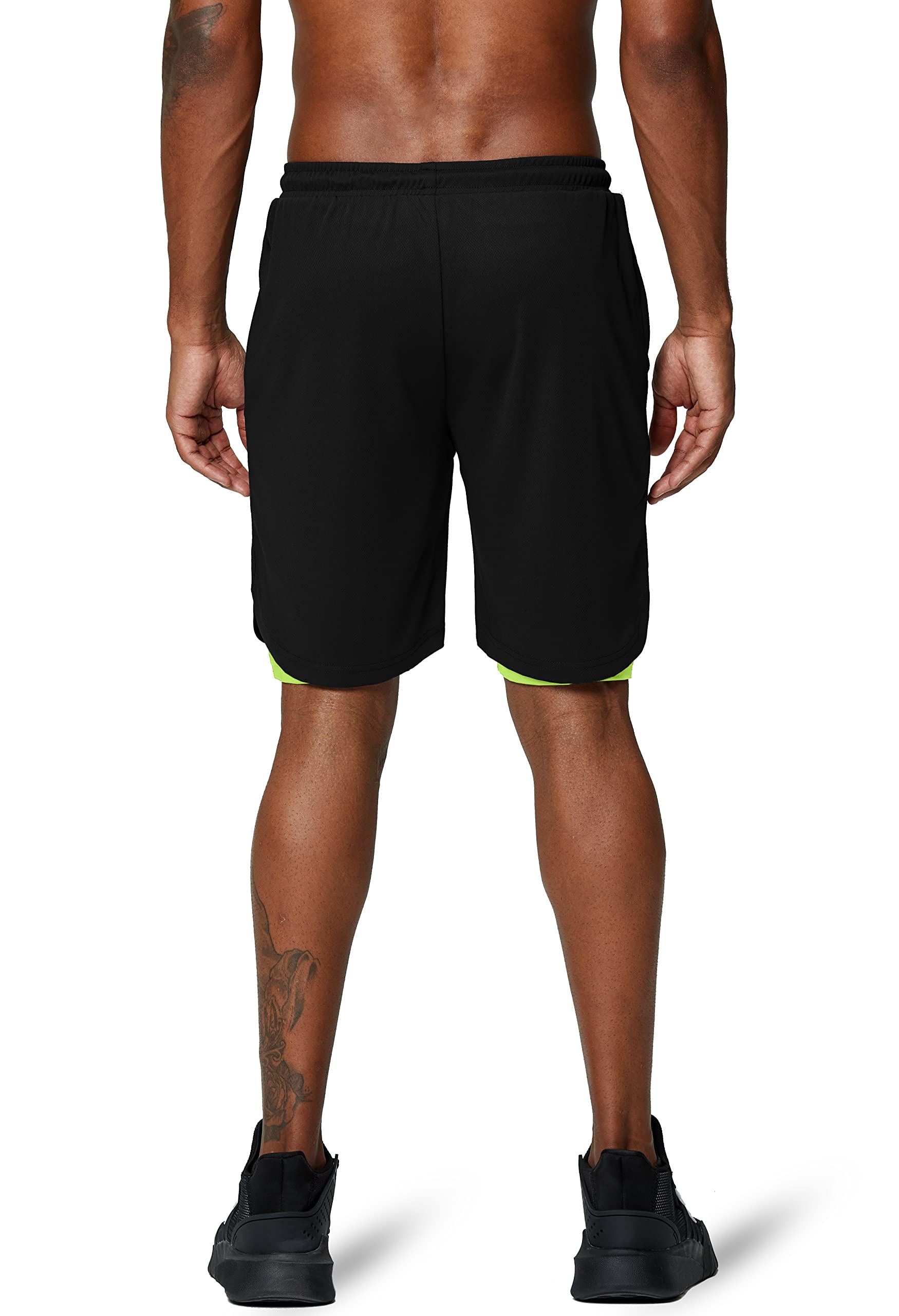 Pinkbomb Pantaloncini da uomo 2 in 1 per corsa, allenamento in palestra, ad asciugatura rapida e con tasca per cellulare