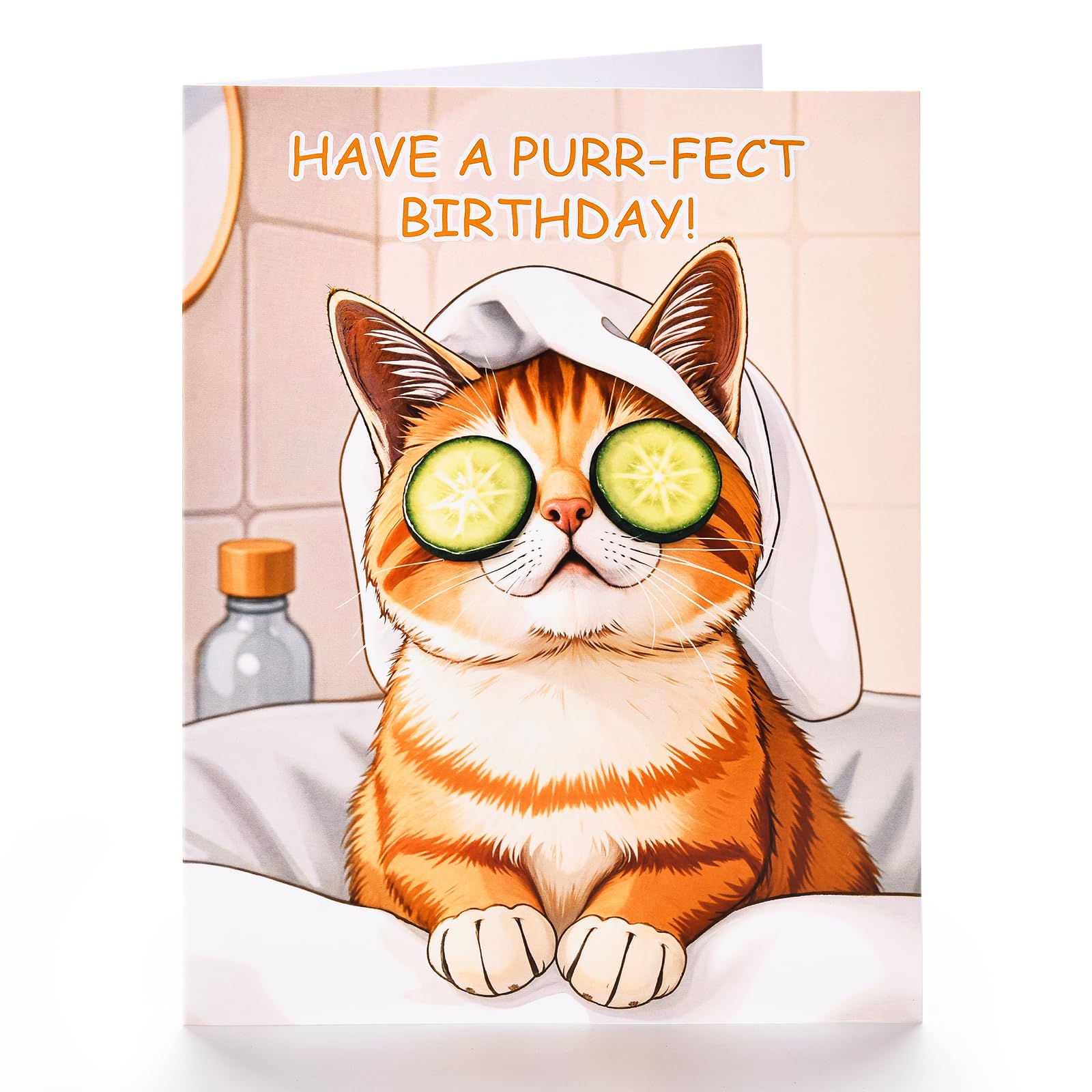 VIVIKEN Funny Birthday Card for Women, Cute Cat Birthday Cards for Wife Girlfriend Female Friends, Humourous Bday Greeting Gift Cards for Mother Sister Cat Lovers