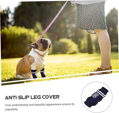 Vista 12 de POPETPOP Calentadores de piernas de punto para mascotas, 4 protectores de codo para perros y gatos