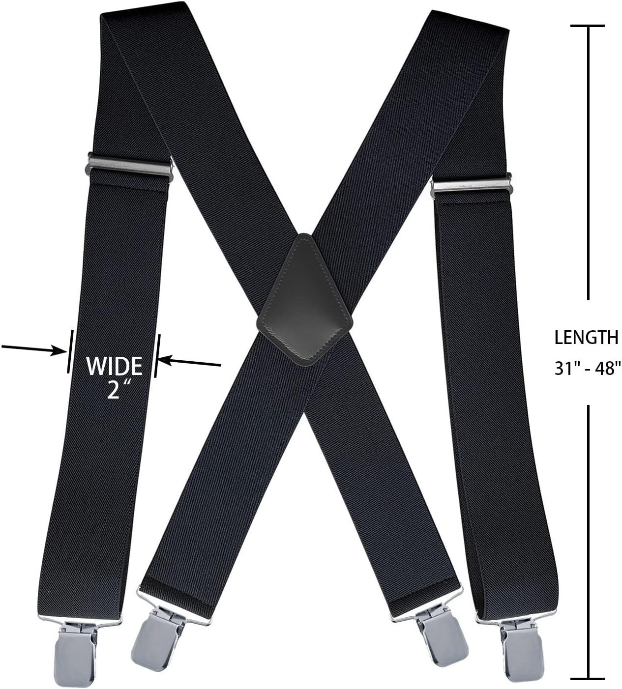 Linemoon Suspenders for Men Heavy Duty, 2 Inch Wide Adjustable Elastic X Back Suspender