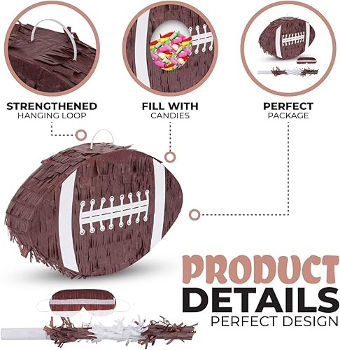 Miniatura 3 de Paquete de piñata de fútbol con una venda y un murciélago (16 x 10 x 4 pulgadas), piñata de fútbol para niños, perfecta para fiestas de cumpleaños,