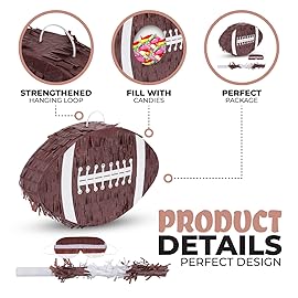 Birchio Football Pinata Bundle with a Blindfold and a Bat (16 x 10 x 4 Inches), Football Pinata for Boys, Perfect for Birthday Party, Sport Theme Party, Decoration
