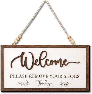 Welcome Please Remove Your Shoes Sign - Please Take Your Shoes Off Sign for Front Door, No Shoe Signs for House, Take Off Your Shoe Signs for home