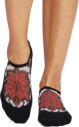 TAVI Maddie Pilates Socks with Grips for Women, Flame, Small