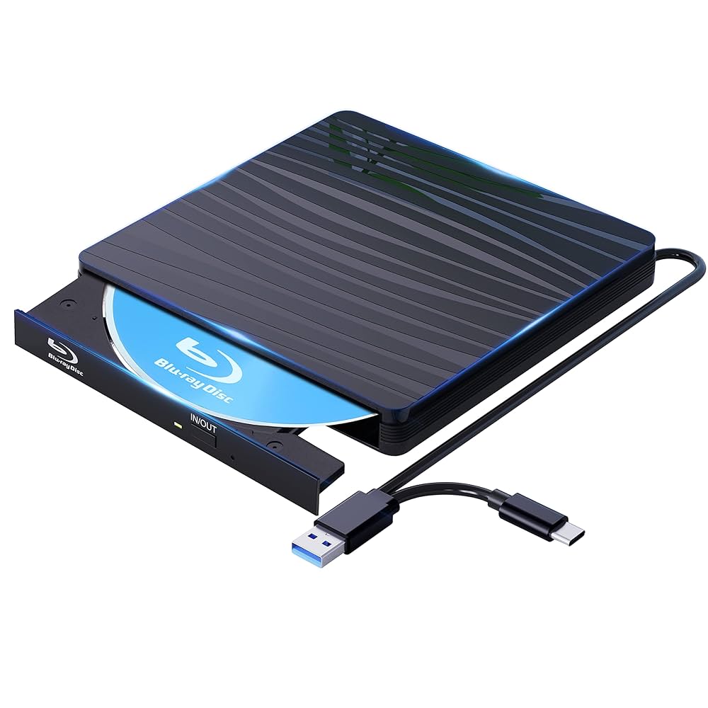 QDSYLQ Zewnętrzny czytnik Bluray 50G, Type-C i USB 3.0