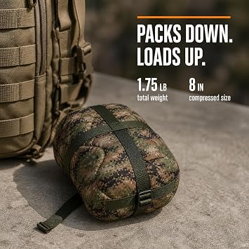 USGI Industries Military Woobie Blanket | بطانية التخييم المعزولة الحرارية ، بطانة المعطف | كبيرة ، محمولة ، عازلة ، مقاومة للماء ، للمشي ، البقاء على قيد الحياة | حقيبة حمل الضغط
