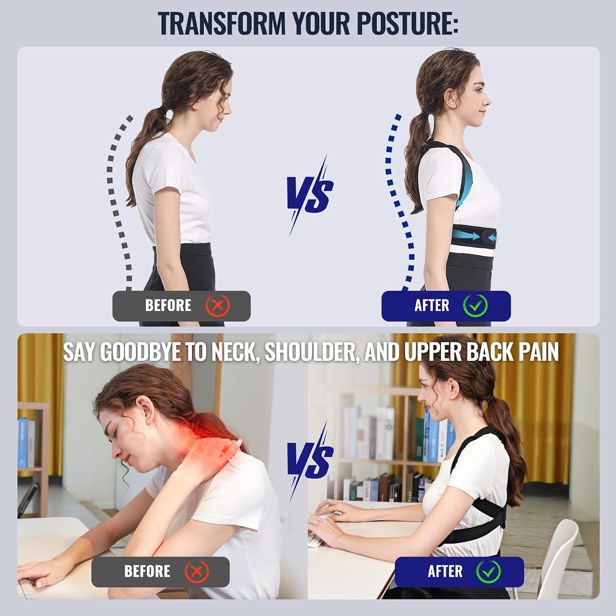 Fit Geno Posture Corrector for Women & Men, Back Shoulder Support Brace view 2
