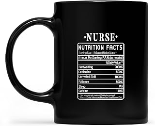 Nurse Nutrition Facts Label Funny Profession Ceramic Coffee Mug Black 11 Oz