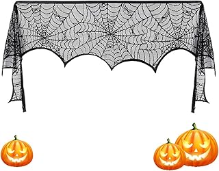 Tumao ハロウィン テーブルクロス 蜘蛛の巣 マントルピースカバー ブラックレース ハロウィン飾り 暖炉 お化け屋敷 飾り付け インテリア 装飾 舞台の飾り テーブル 装飾品 パーテイーグッズ