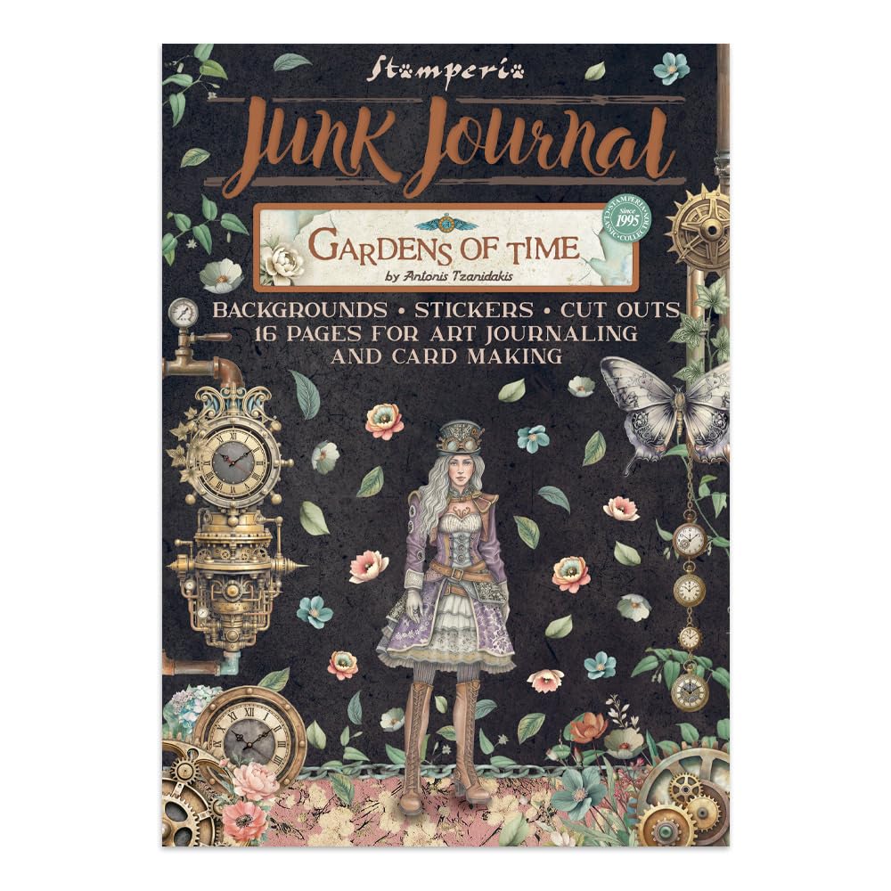 Stamperia - Junk Journal Stickers, Cut-Outs, and Backgrounds for Scrapbooks, Albums, Card Making, Bullet Journalling and More, Perfect for Hobbies, Crafts, and Gifting (Gardens of Time)