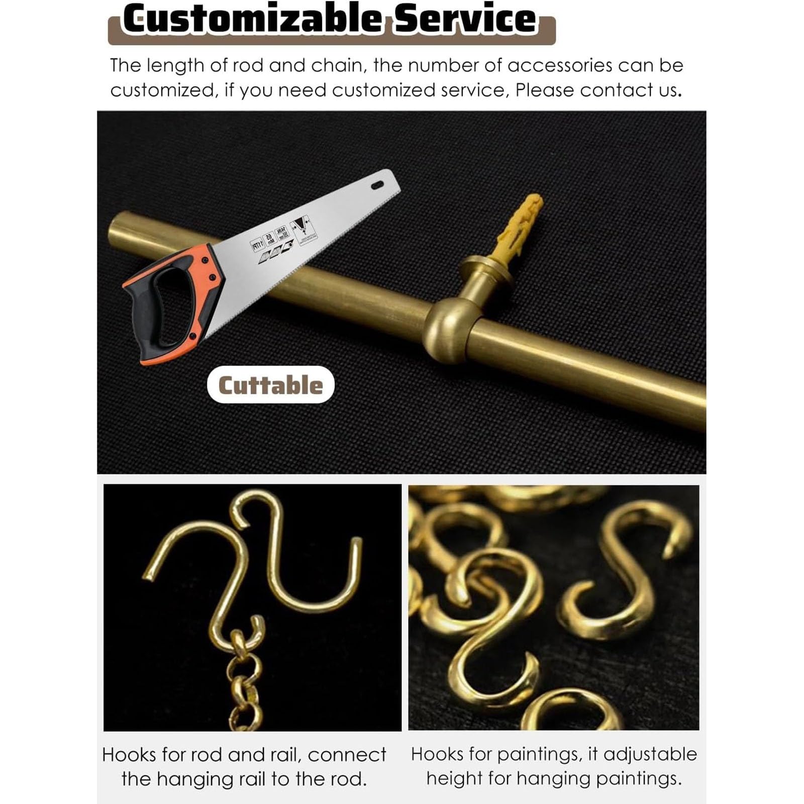 Ganchos resistentes para cuadros – Perchas de alambre de latón antiguo para paredes duras – Kit de colgar fotos para galería de arte enmarcado e imágenes