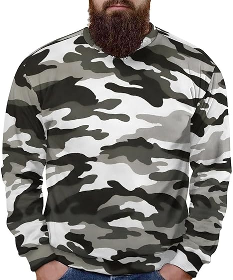 Amazon Co Jp トレーナー カモフラージュ 迷彩 パーカー メンズ 長袖 大きいサイズ クルーネック トップス スウェットシャツ プルオーバー スポーツウェア Tシャツ カットソー ゆったり カジュアル シンプル プリント 人気 おしゃれ 春秋冬服 通勤 通学 ファッション