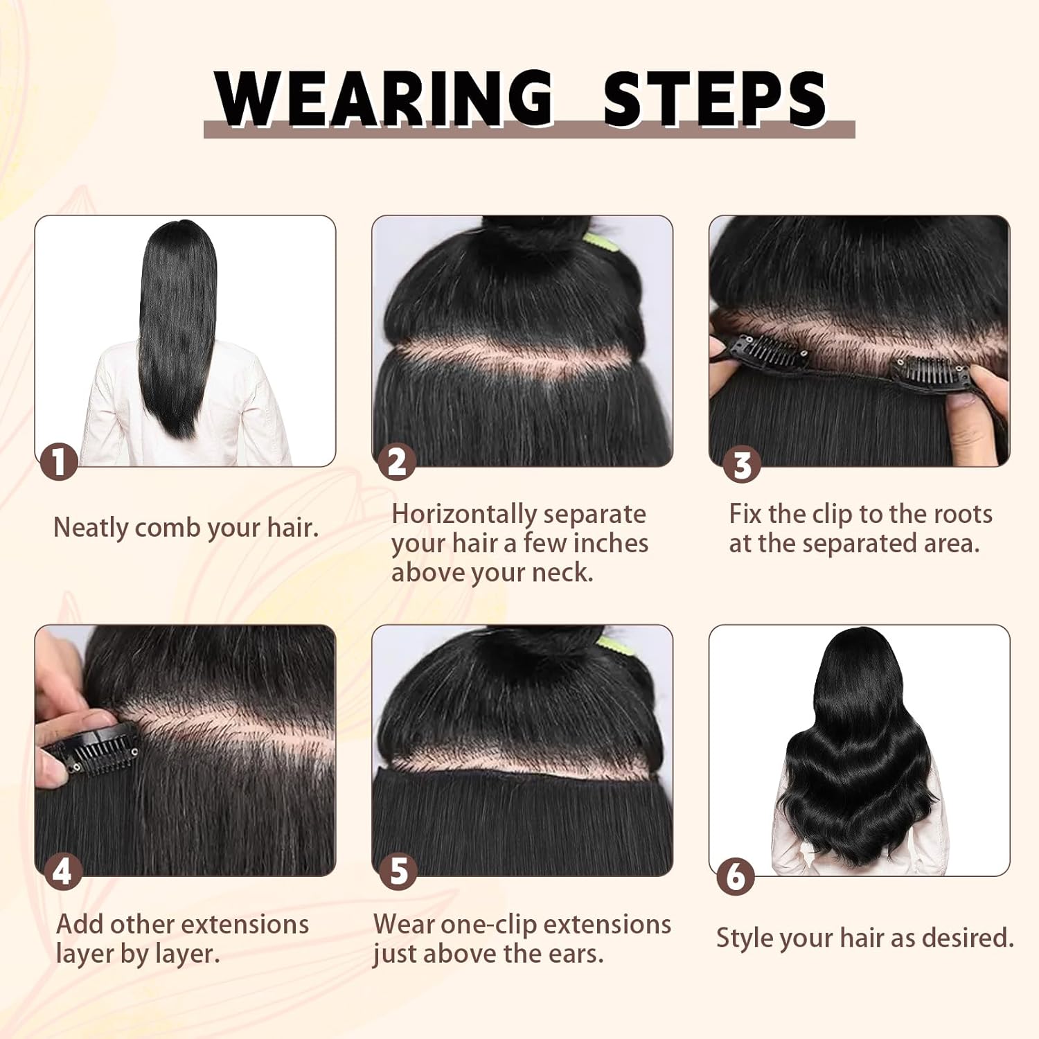 Sassina Clip in Hair Extensions Human Hair Remy Double Weft Straight Clip in Extensions Human Hair Jet Black Real Natural Human Hair Extensions 14 Inch 8 Pcs 90 Grams #1