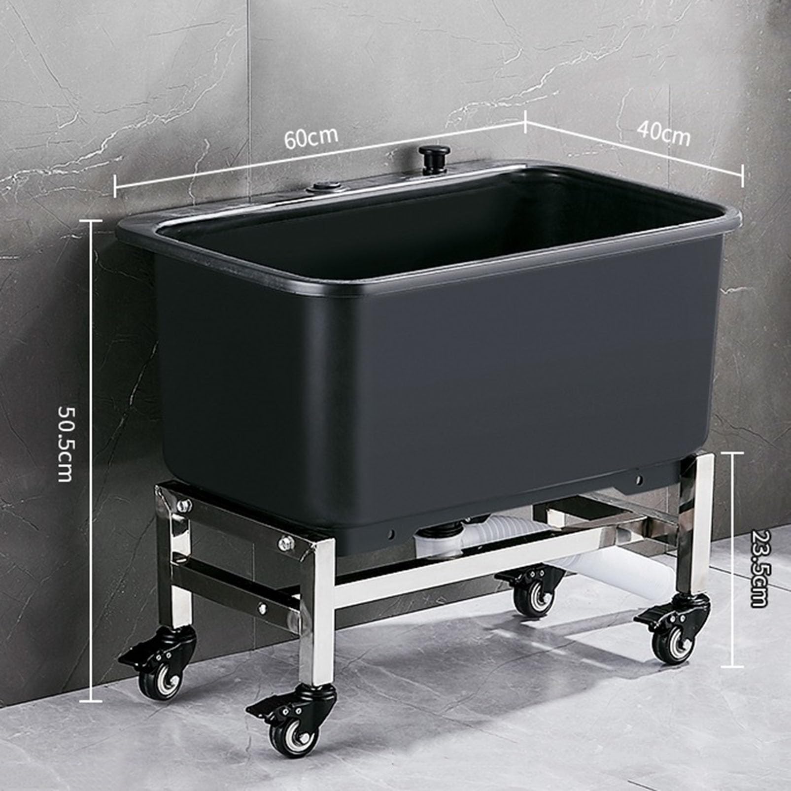 Fregadero portátil con kit de drenaje, lavabo de utilidad resistente para lavandería, limpieza de mascotas y mantenimiento de suelos, fregadero duradero para un uso versátil, color gris