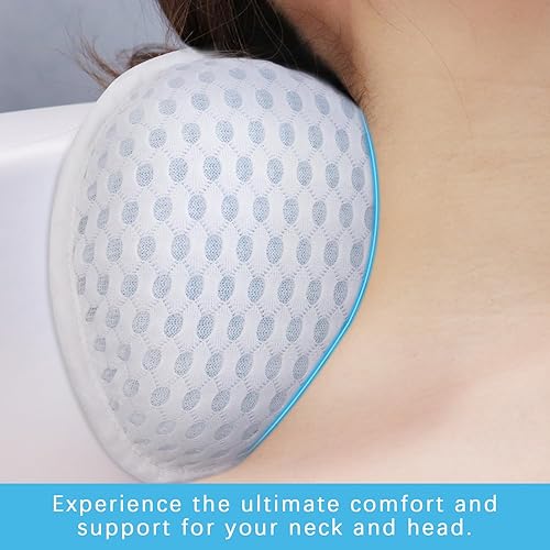 Miniatura 5 de Almohadas de bañera para bañera, almohada de bañera para soporte de cuello y espalda con TPE ergonómico, almohada de bañera mejorada de malla 4D con