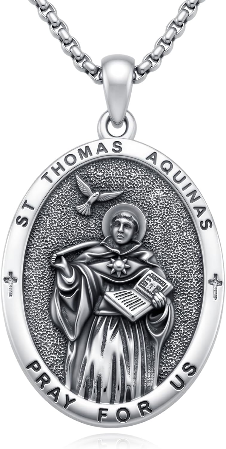 St Thomas Aquinas Necklace Saint Thomas Aquinas Medal Pendant Religious Jewelry Gift for Women