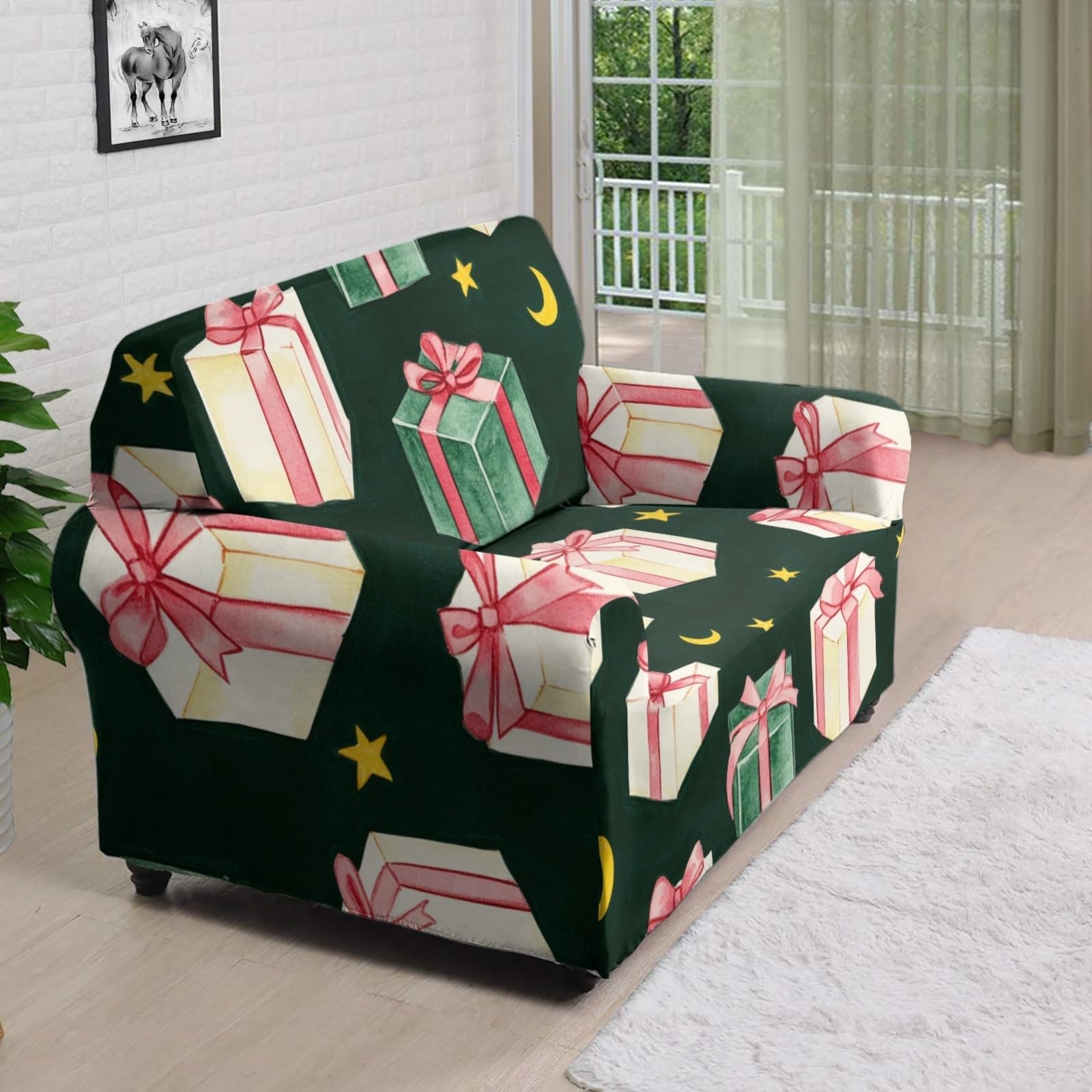 Housse Canapé 3 Places Étoile Jaune Housse Canapé Extensible 1 Places,avec Accoudoirs,Super Élastique Sofa Cover,Antidérapante,Antisalissure,Lavable
