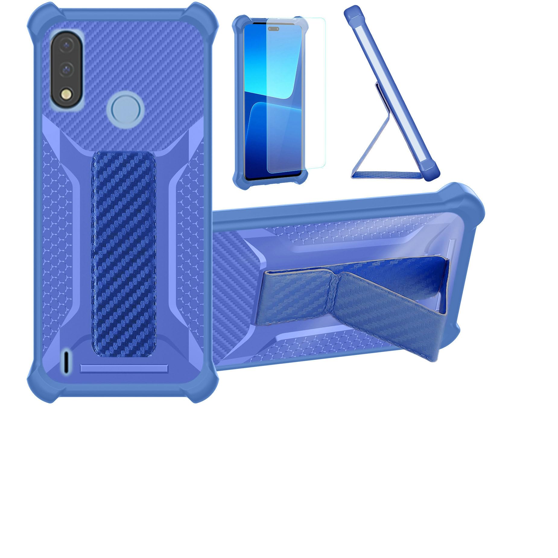 Case for Benco V60 Phone Case Stand Cover [with Tempered Glass Screen Protector] Hybrid Case [Folding Support Magnetic] [Frosted Anti-Fingerprint] Blue