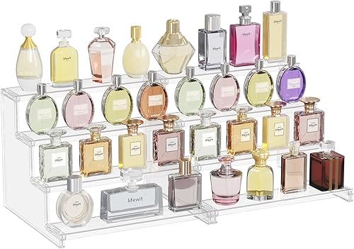 Miniatura 55 de Lifewit Organizador de perfumes de 4 niveles para mujer, elevador de exhibición de plástico, montaje sin herramientas, estante de cosméticos