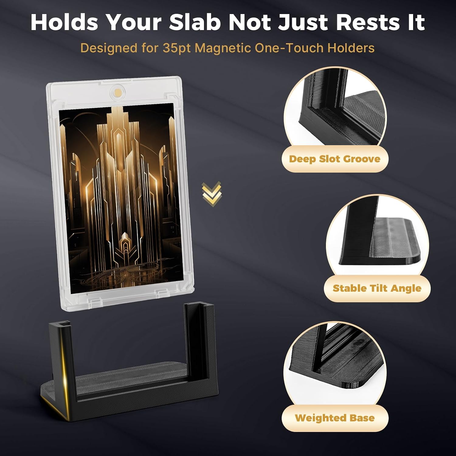CELSOL 4-Pack Weighted Trading Card Display Stand for 35pt Magnetic Holder