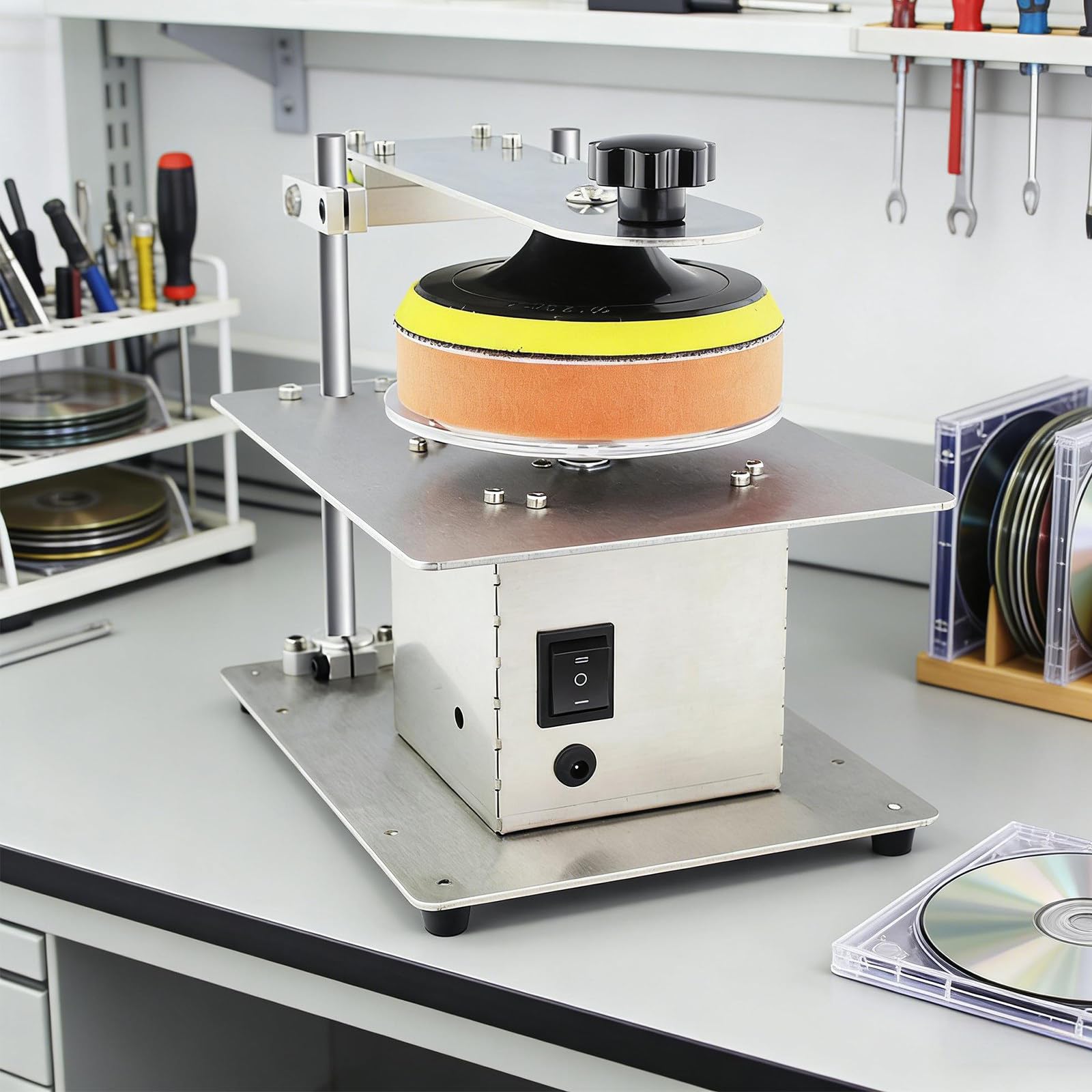 Disc Poliermaschine CD DVD Reparatur Reinigungsmaschine Heavy Duty Polierer 7 Geschwindigkeit 6000rpm, 99% Reparaturrate für Kratzschleifen und Polieren