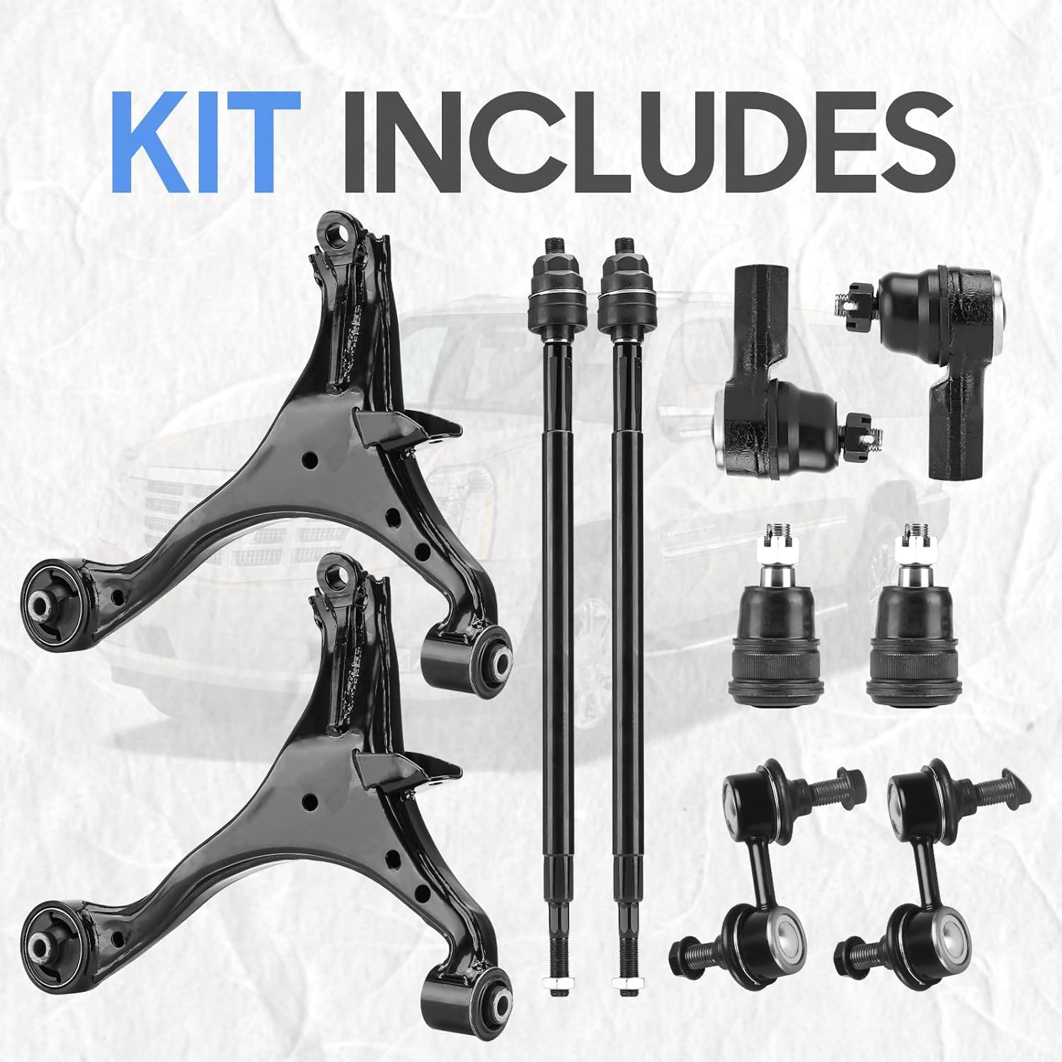 Front Lower Control Arms with Ball Joints Suspension Kit for 2001-2005 Honda Civic Acura EL Sway Bar Links Tie Rod End Kits, K640287 K640288 K90332 K90454 K90455 ES3581 EV469 (10pc)