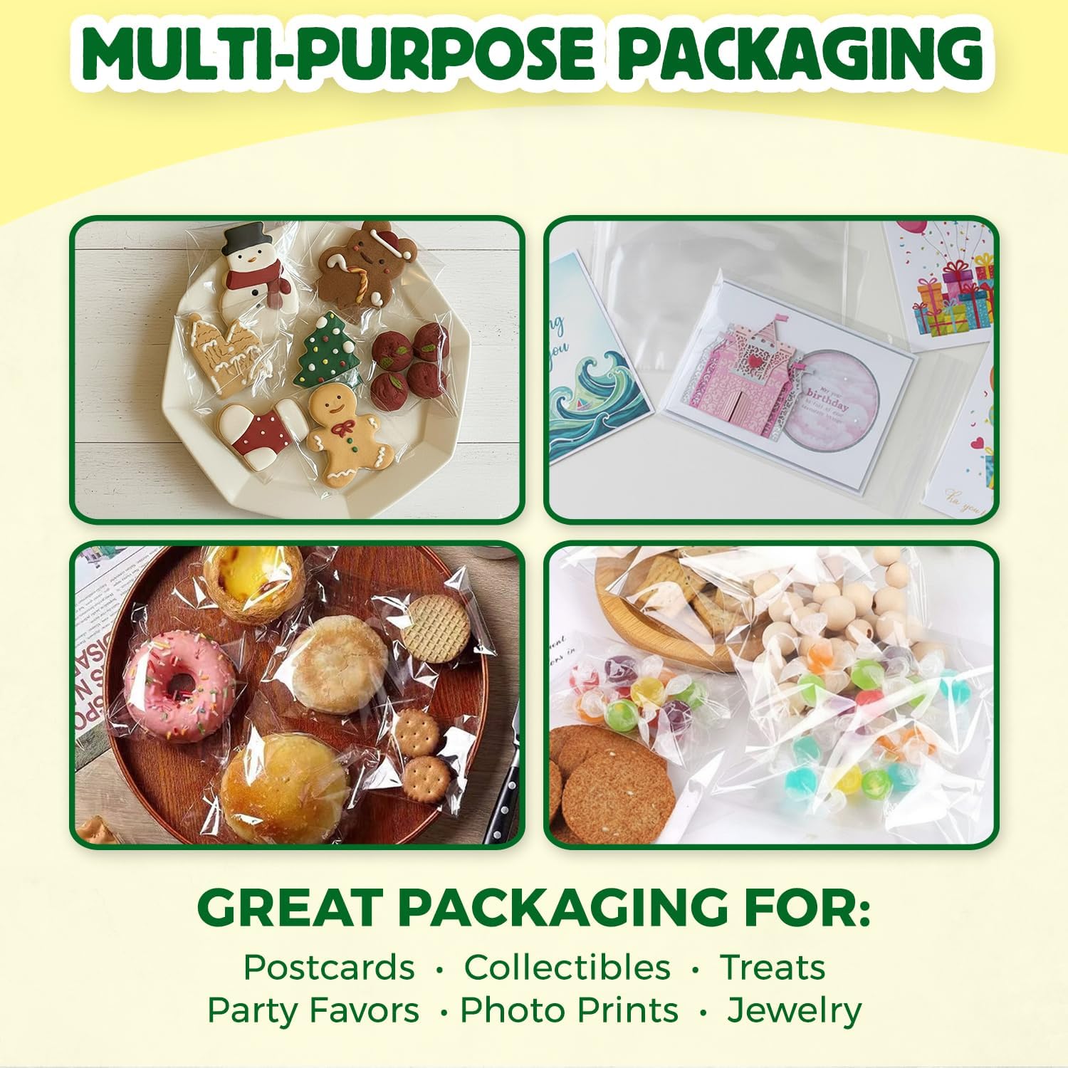 Self Sealing Cellophane Bags - 3" x 3" (1000 Count) - Clear Plastic Resealable Cello Bag - Cellophane Treat Bags, Cookie Bags for Packaging, Candy bags, Cello Bags, Pastry Bags - Image 4